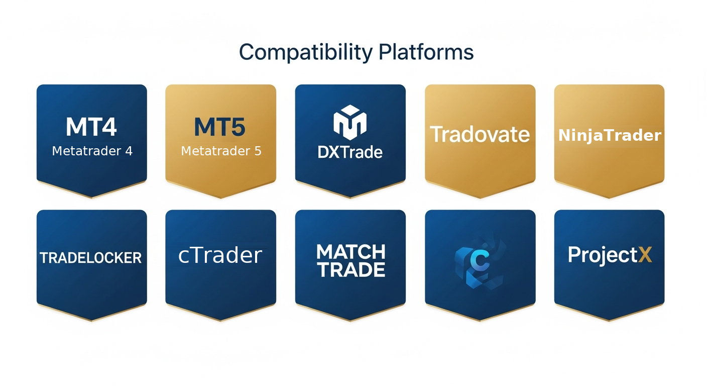 Full trading platform chart, including Metatrader 4, Metatrader 5, NinjaTrader and cTrader